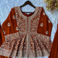 Midnight Blue Georgette Sequins Embroidered Kurti Palazzo Set for Wedding & Festive Wear