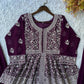 Midnight Blue Georgette Sequins Embroidered Kurti Palazzo Set for Wedding & Festive Wear