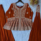 Midnight Blue Georgette Sequins Embroidered Kurti Palazzo Set for Wedding & Festive Wear