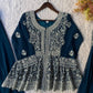 Midnight Blue Georgette Sequins Embroidered Kurti Palazzo Set for Wedding & Festive Wear