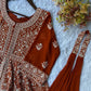 Midnight Blue Georgette Sequins Embroidered Kurti Palazzo Set for Wedding & Festive Wear