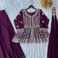 Midnight Blue Georgette Sequins Embroidered Kurti Palazzo Set for Wedding & Festive Wear