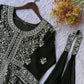 Midnight Blue Georgette Sequins Embroidered Kurti Palazzo Set for Wedding & Festive Wear