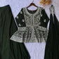 Midnight Blue Georgette Sequins Embroidered Kurti Palazzo Set for Wedding & Festive Wear