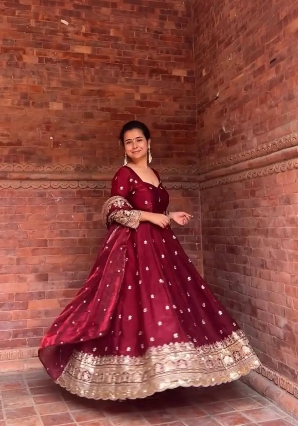 Midnight Elegance Chinon Silk Anarkali Set for Wedding and Reception Wear
