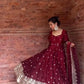 Midnight Elegance Chinon Silk Anarkali Set for Wedding and Reception Wear