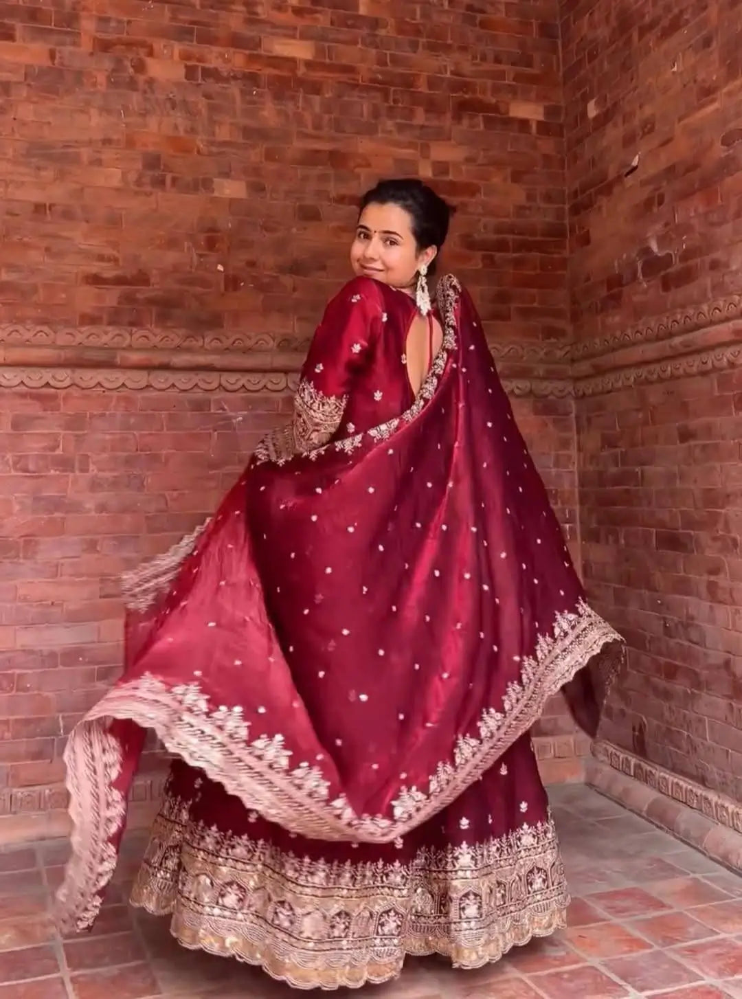 Midnight Elegance Chinon Silk Anarkali Set for Wedding and Reception Wear