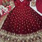 Midnight Elegance Chinon Silk Anarkali Set for Wedding and Reception Wear