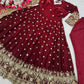 Midnight Elegance Chinon Silk Anarkali Set for Wedding and Reception Wear