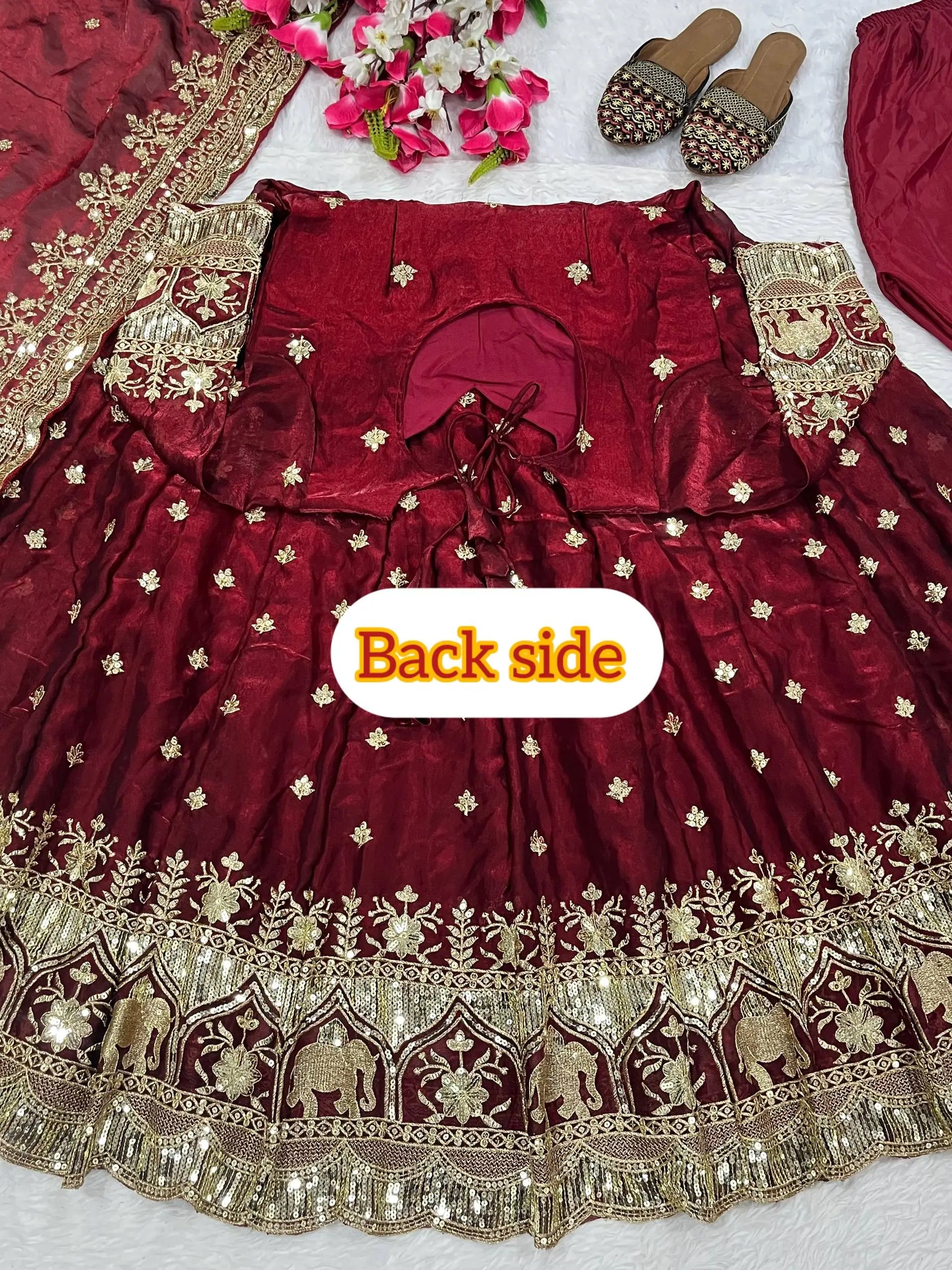 Midnight Elegance Chinon Silk Anarkali Set for Wedding and Reception Wear