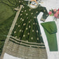 Midnight Elegance Chinon Silk Anarkali Set for Wedding and Reception Wear