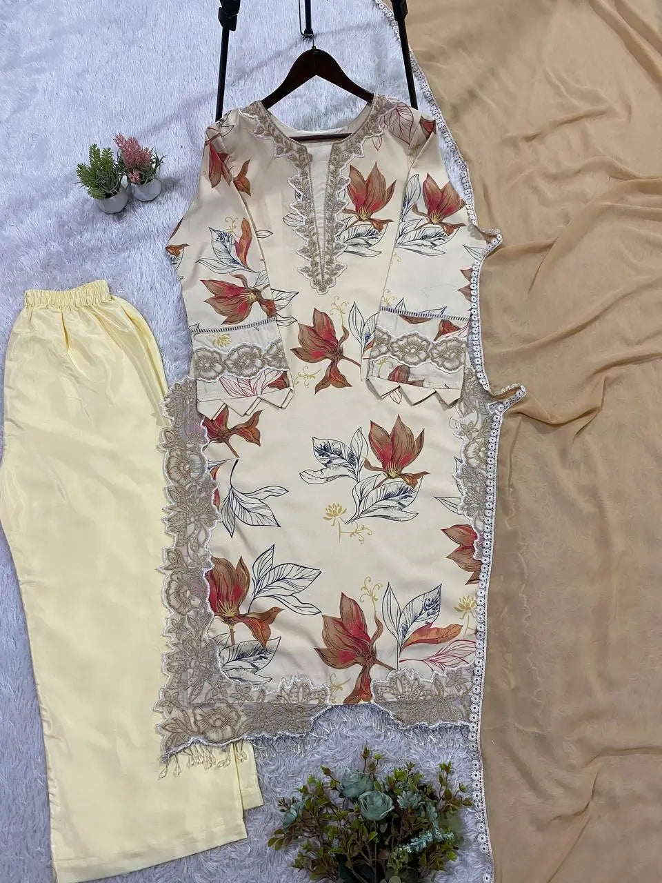 Midnight Floral Muslin Kurta Palazzo Set for Casual and Festive Wear
