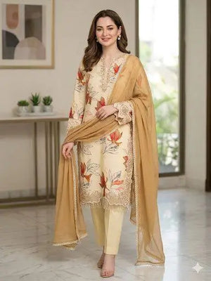 Midnight Floral Muslin Kurta Palazzo Set for Casual and Festive Wear