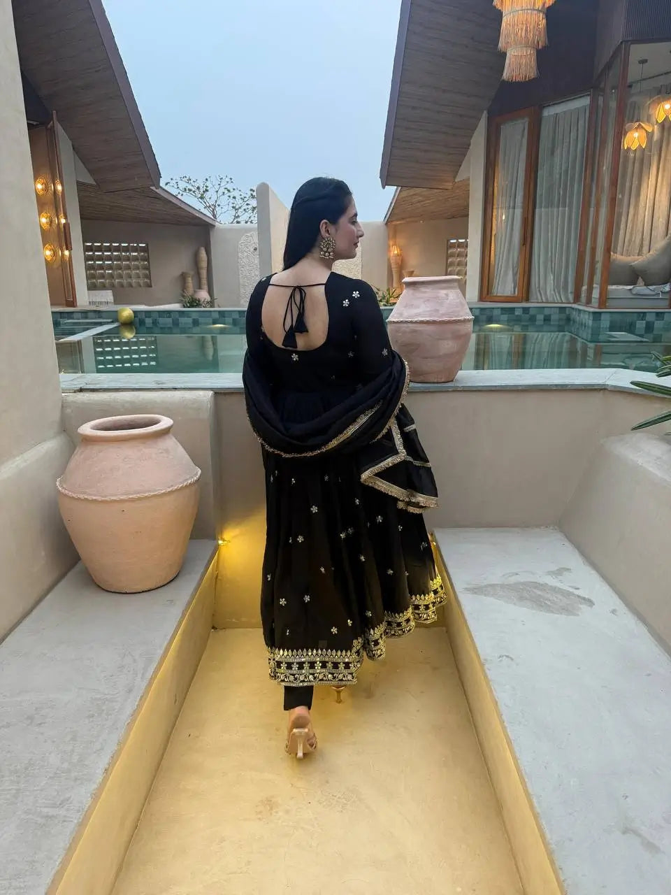 Midnight Royale Embroidered Anarkali Suit Set for Festive and Wedding Wear