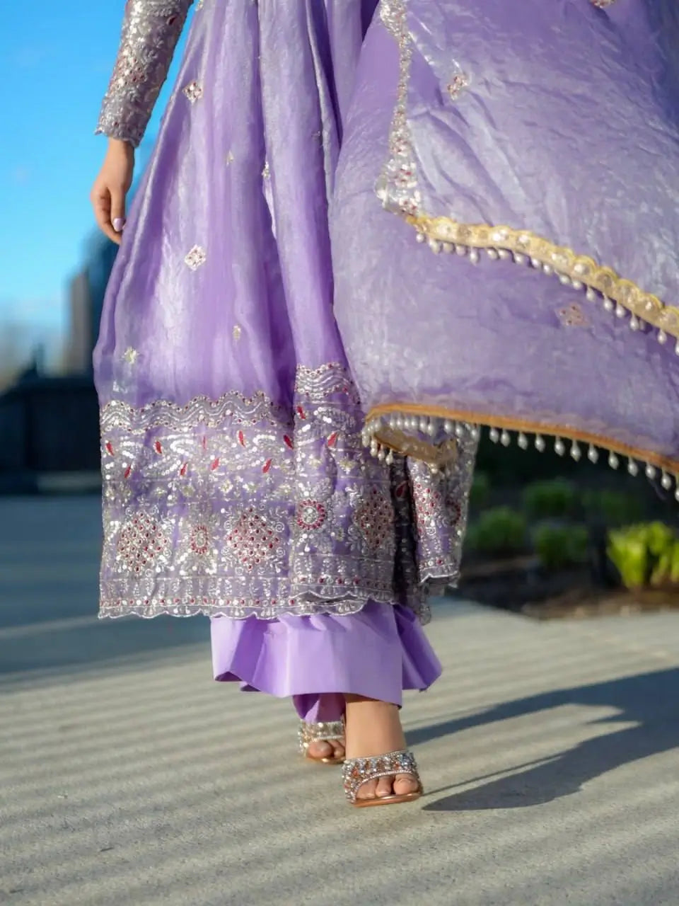 Midnight Scallop Border Anarkali