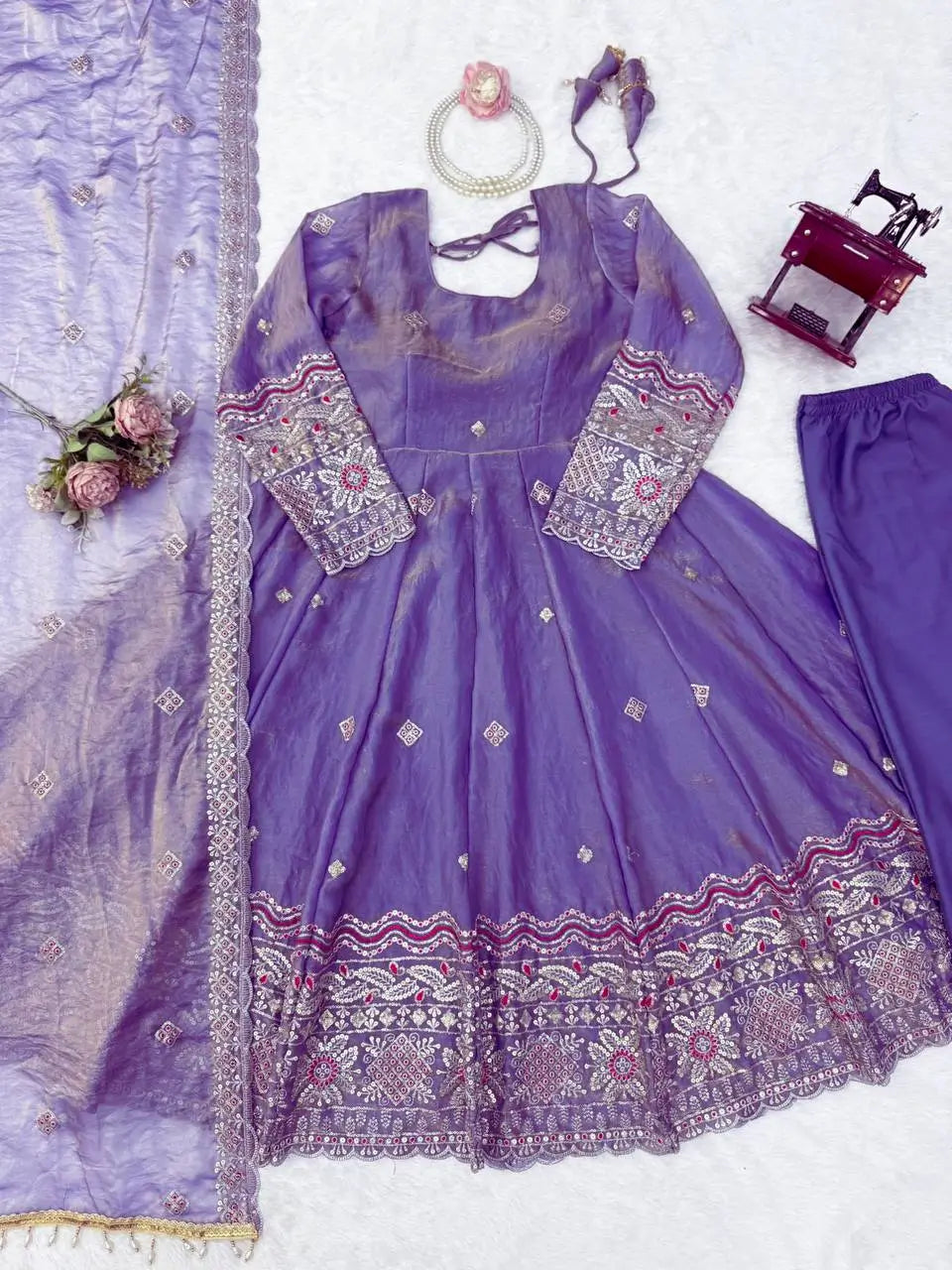 Midnight Scallop Border Anarkali