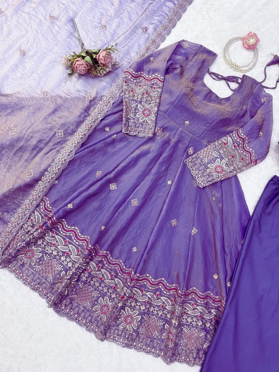 Midnight Scallop Border Anarkali