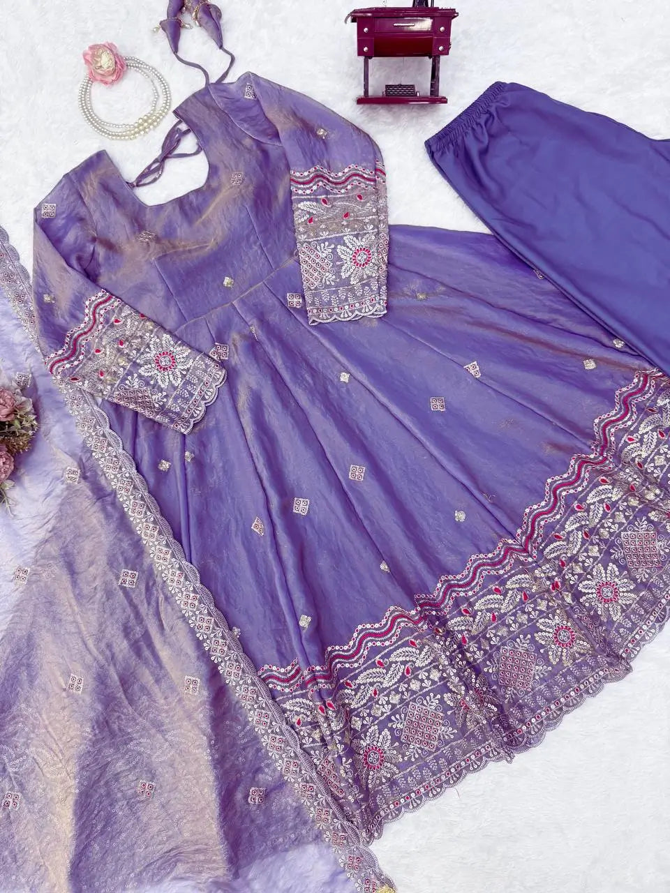 Midnight Scallop Border Anarkali