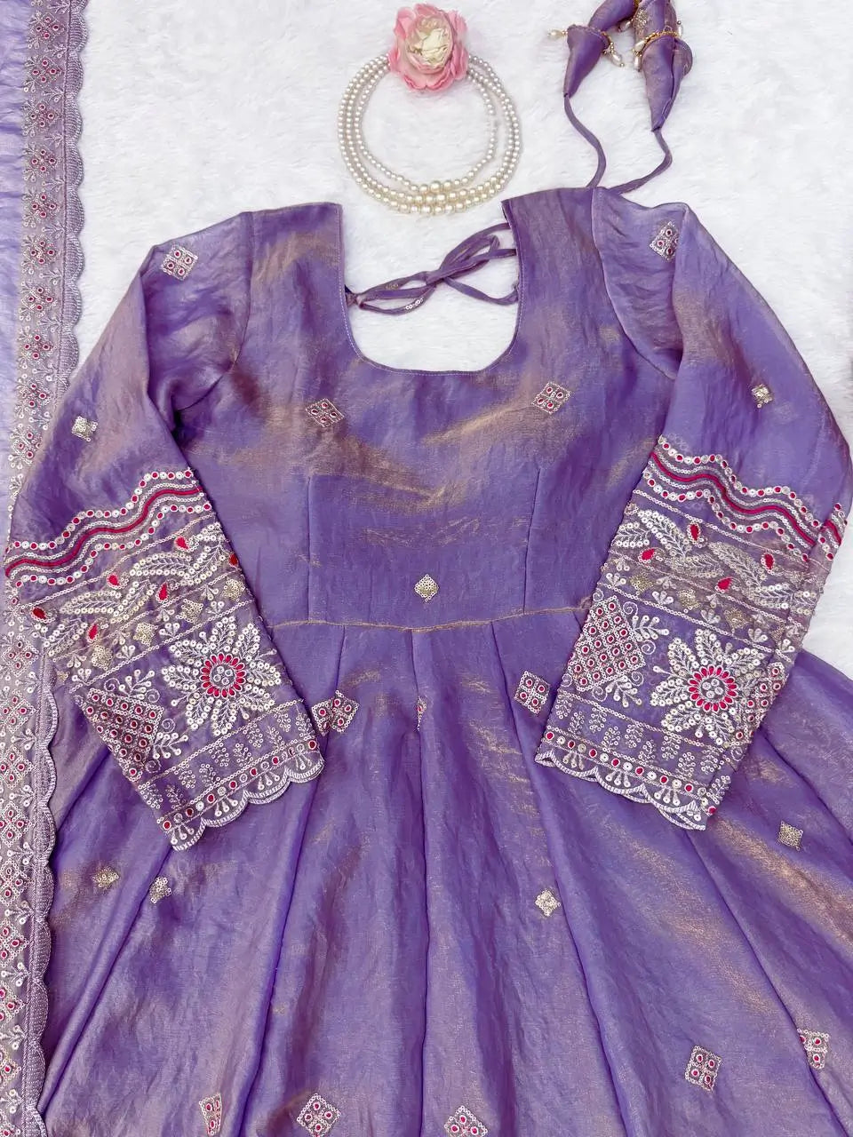 Midnight Scallop Border Anarkali