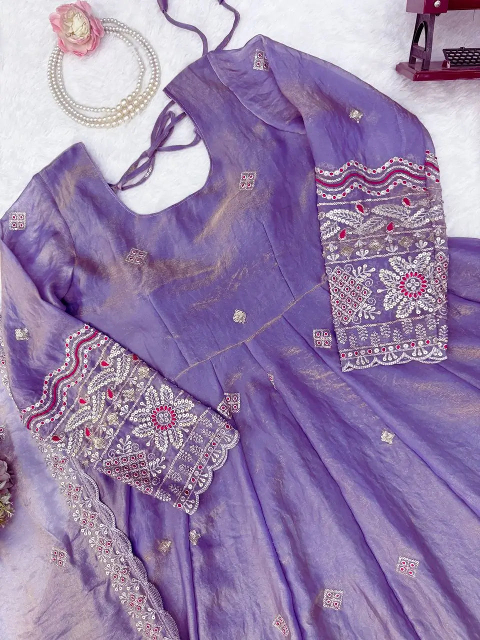 Midnight Scallop Border Anarkali