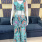 Mint Bloom Designer Georgette Sharara Set for Festive and Party Wear