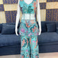 Mint Bloom Designer Georgette Sharara Set for Festive and Party Wear