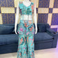 Mint Bloom Designer Georgette Sharara Set for Festive and Party Wear