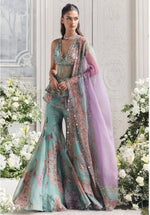Mint Bloom Designer Georgette Sharara Set for Festive and Party Wear