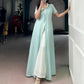 Mint Green Orchid Fabric Co-Ord Set with Striped Overlay Shrug