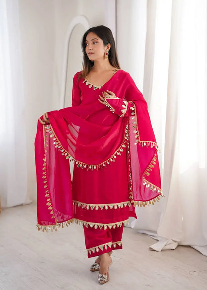Mirror Lace Fendy Silk Palazzo Suit Set for Festive and Wedding Wear