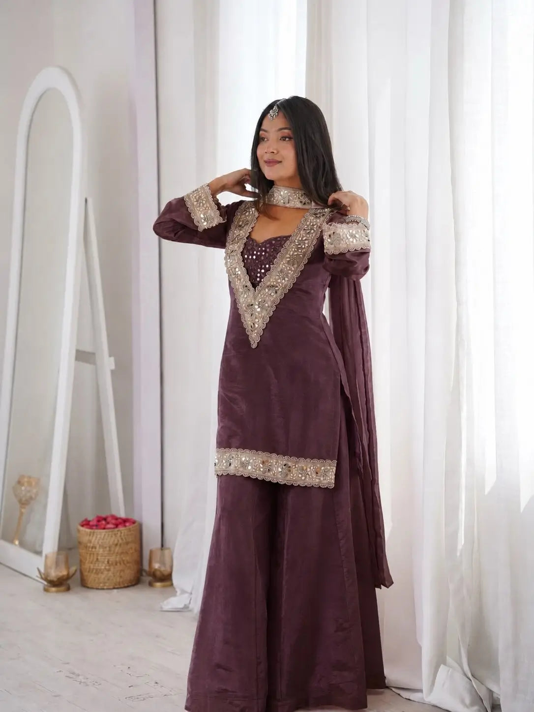 Mirror Moti Belt Sharara