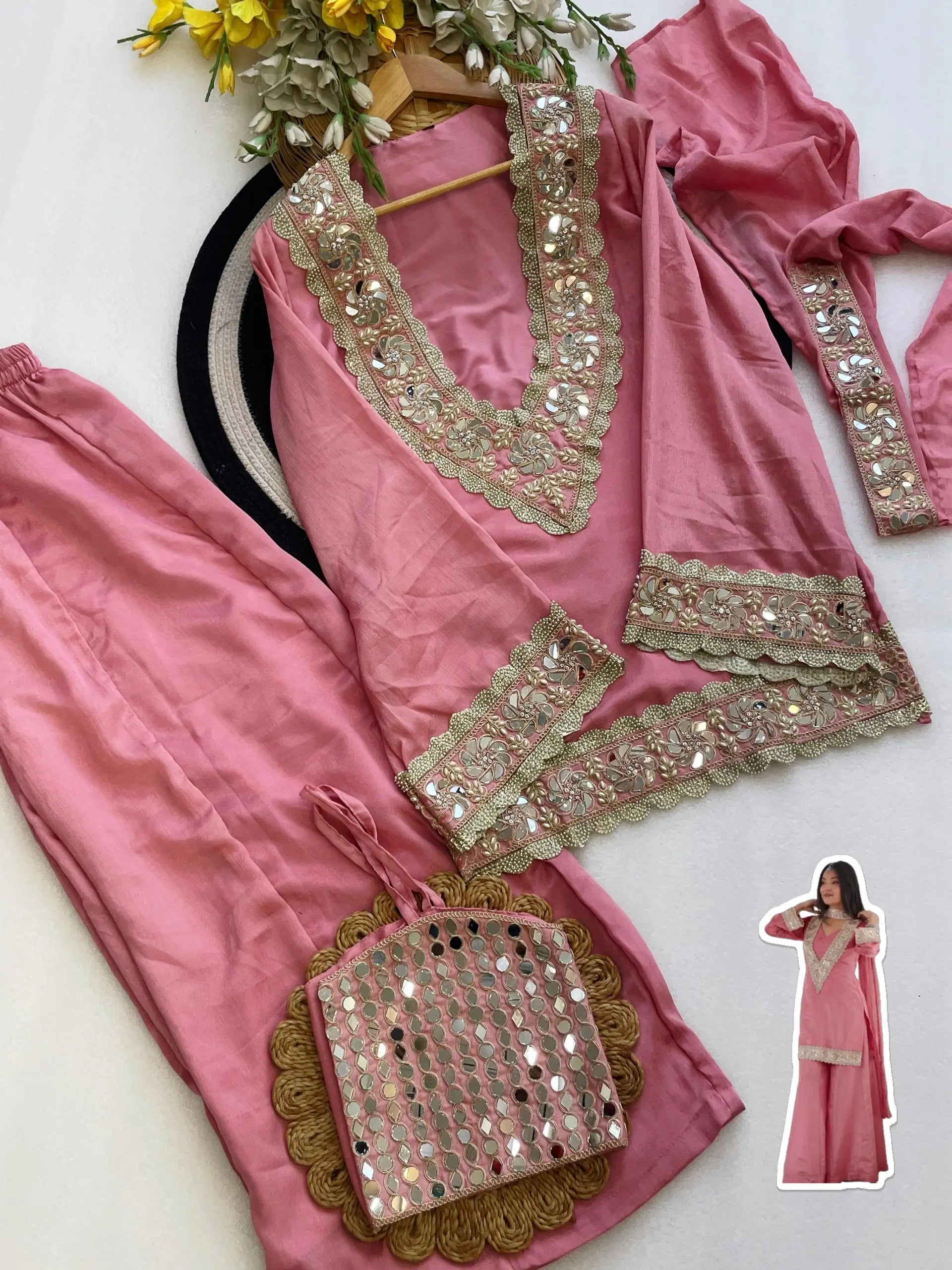 Mirror Moti Belt Sharara