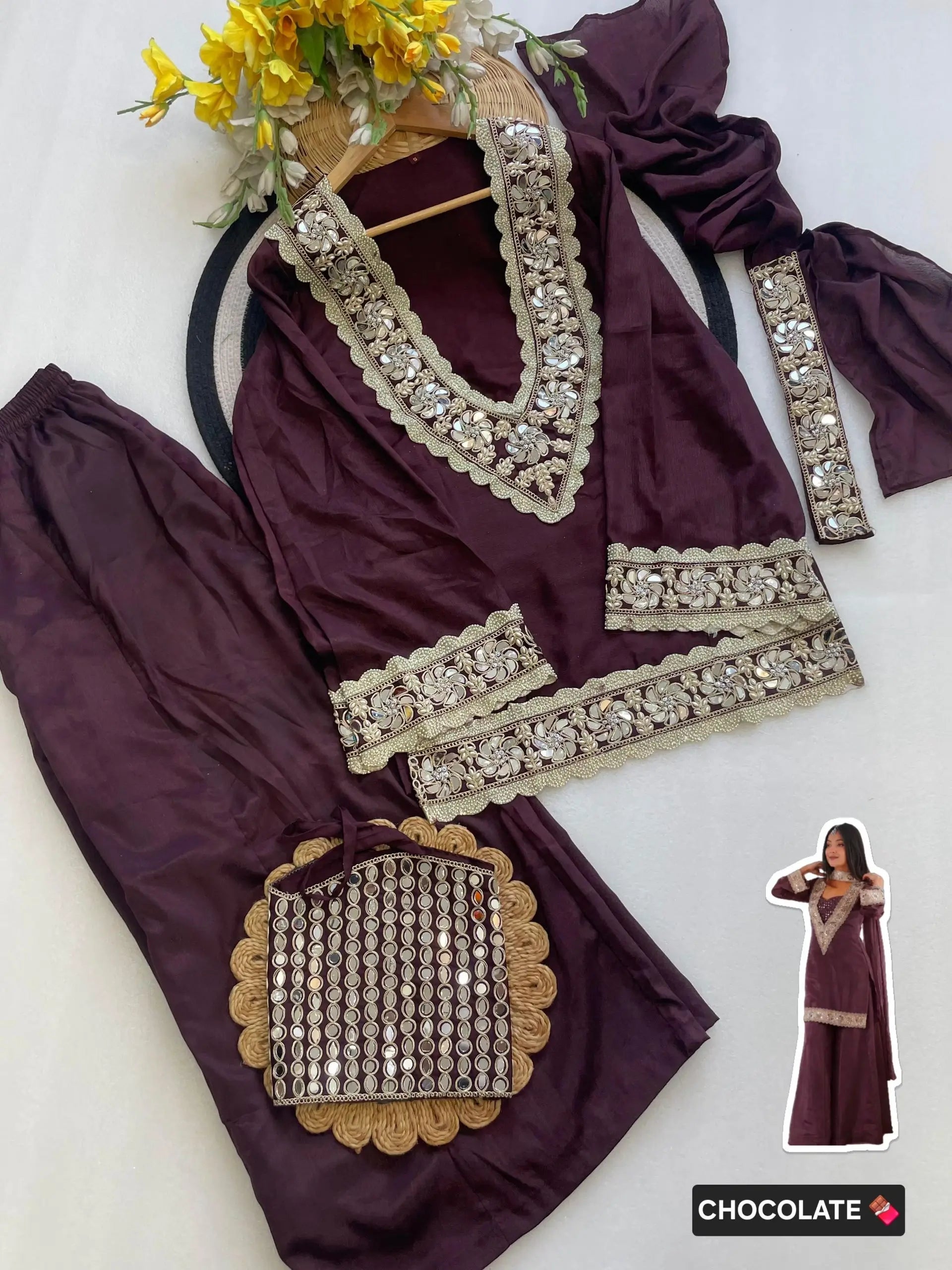 Mirror Moti Belt Sharara