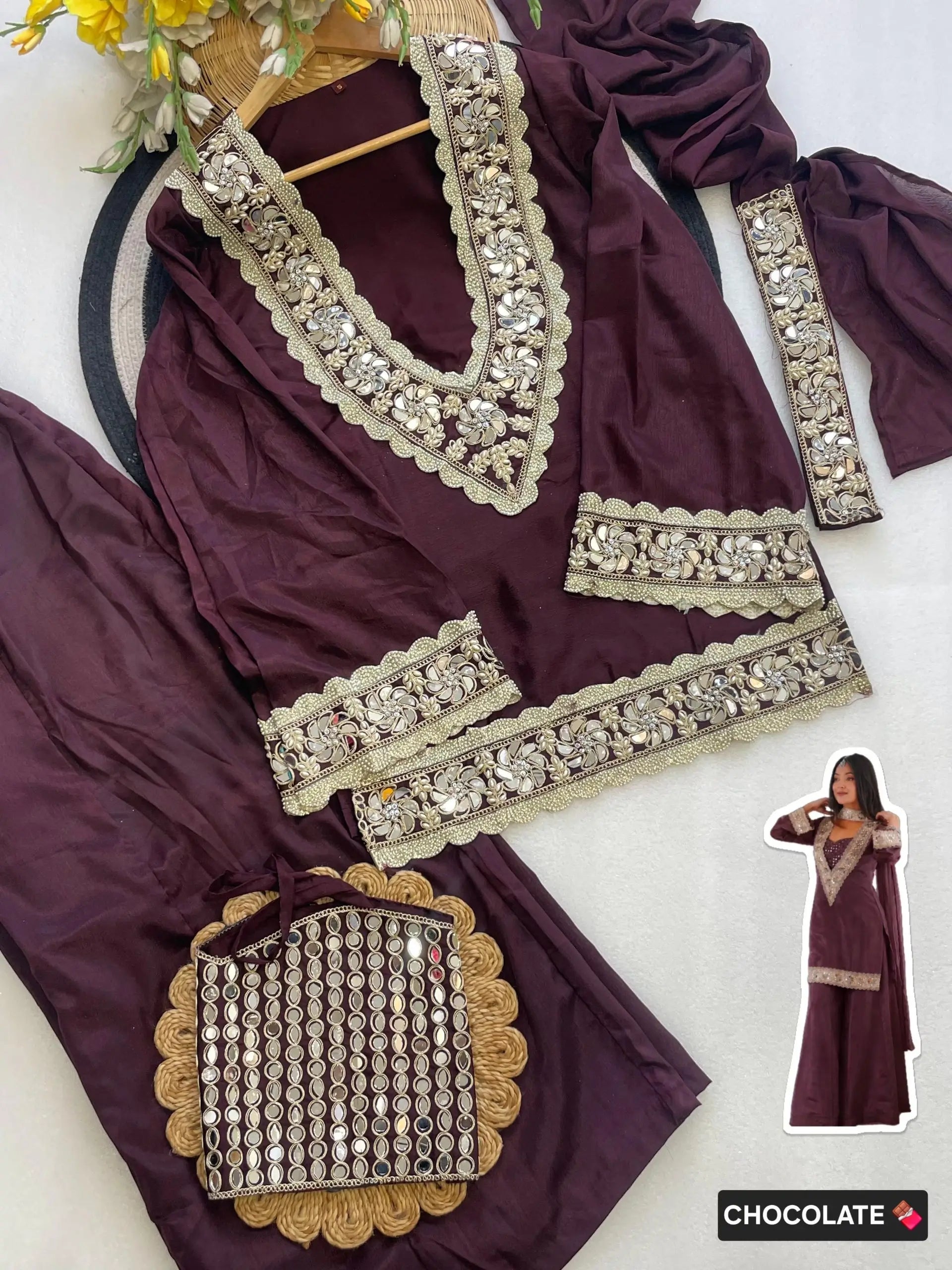 Mirror Moti Belt Sharara