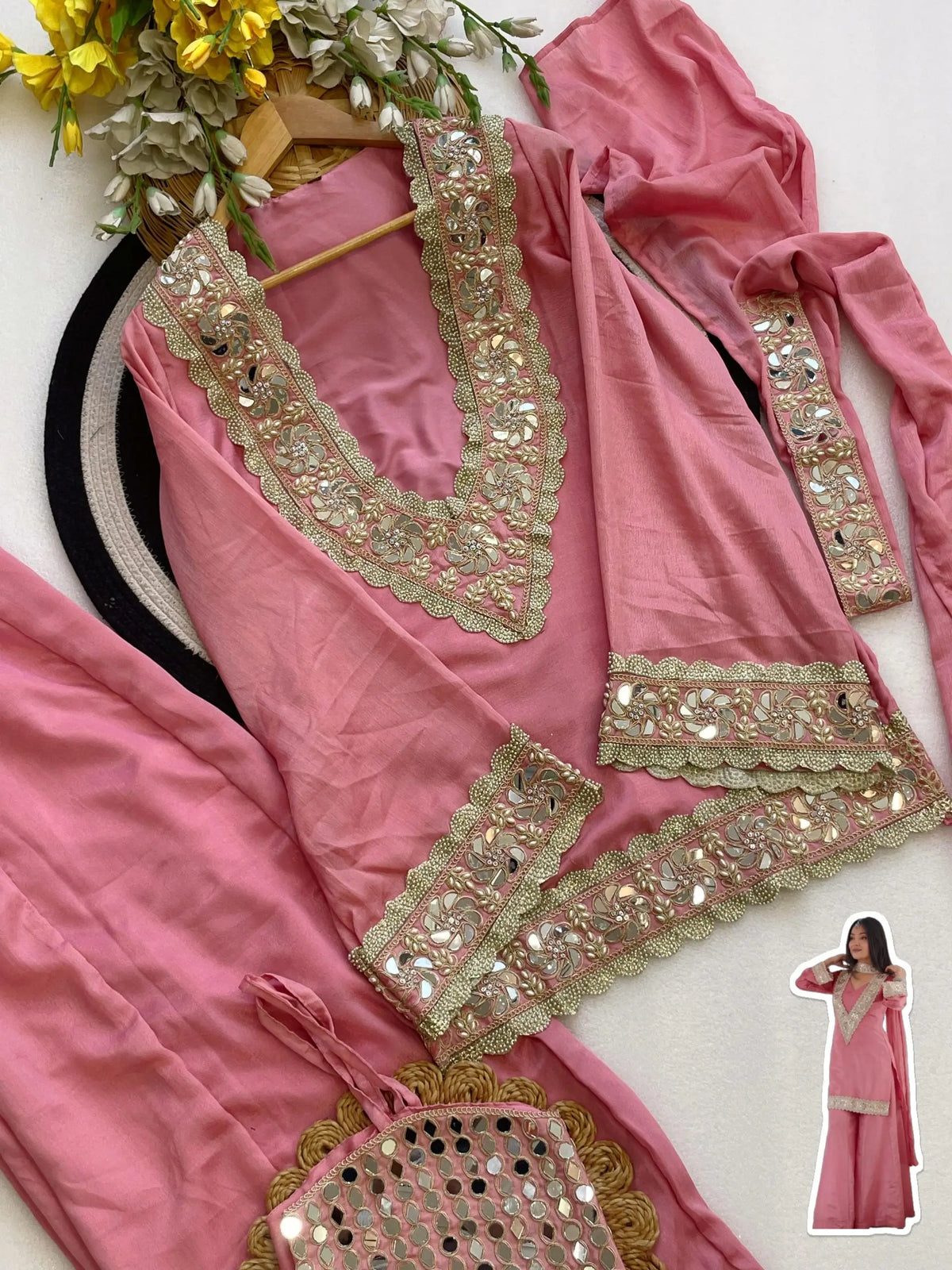 Mirror Moti Belt Sharara