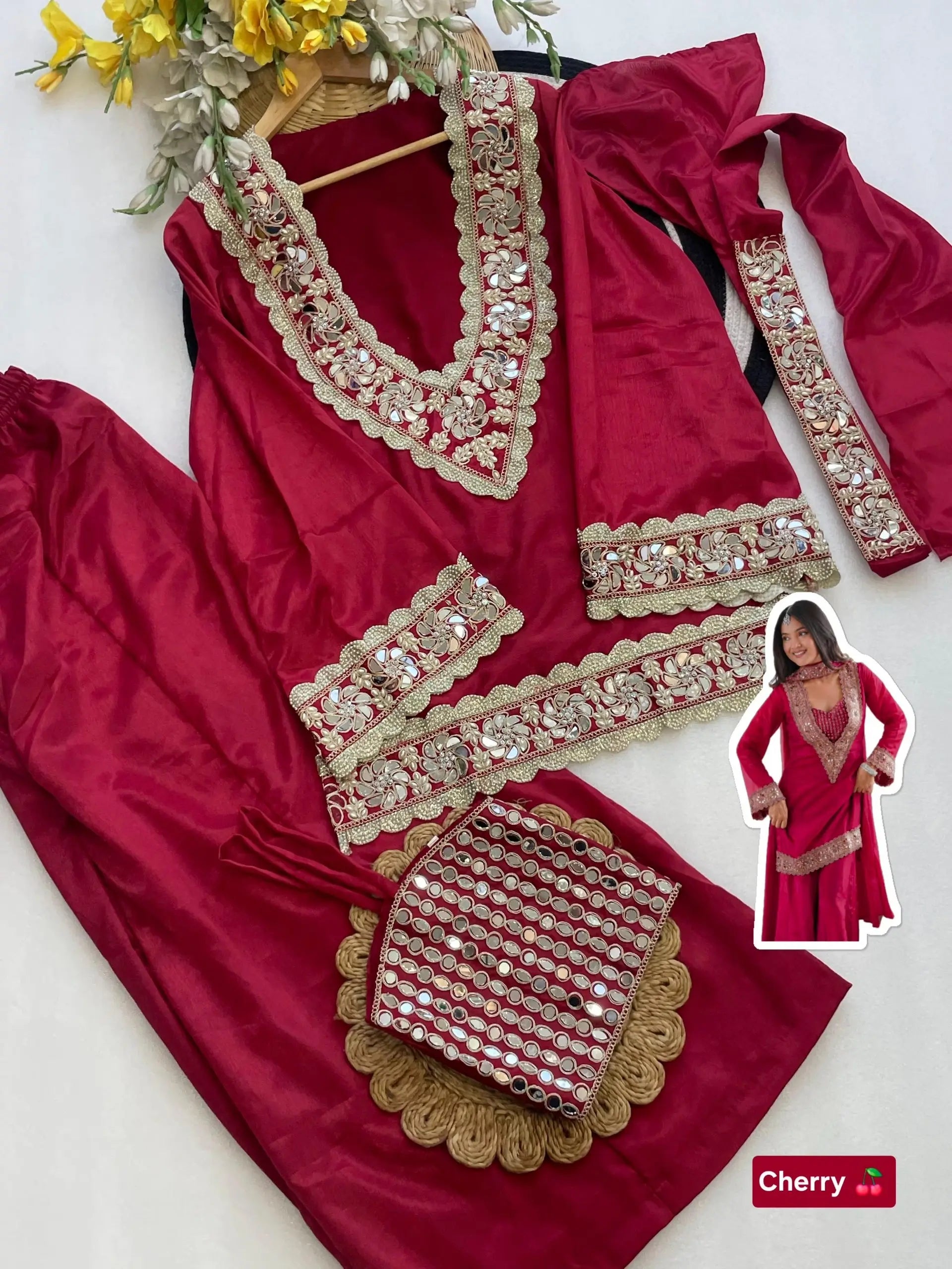 Mirror Moti Belt Sharara