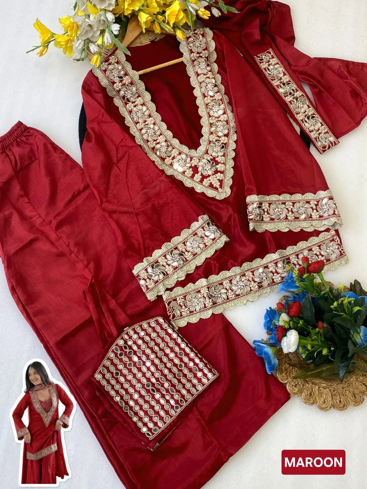 Mirror Moti Belt Sharara