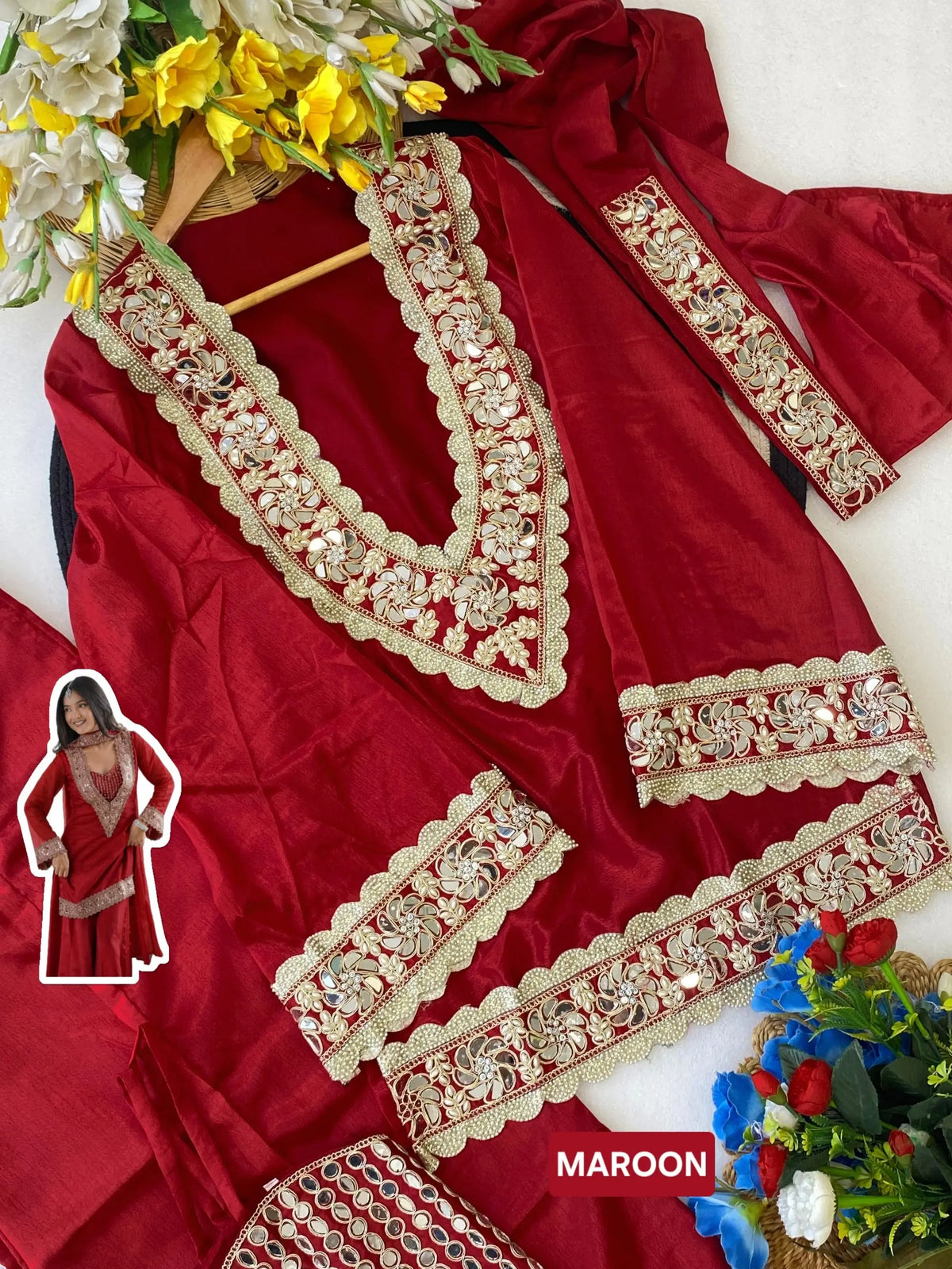 Mirror Moti Belt Sharara