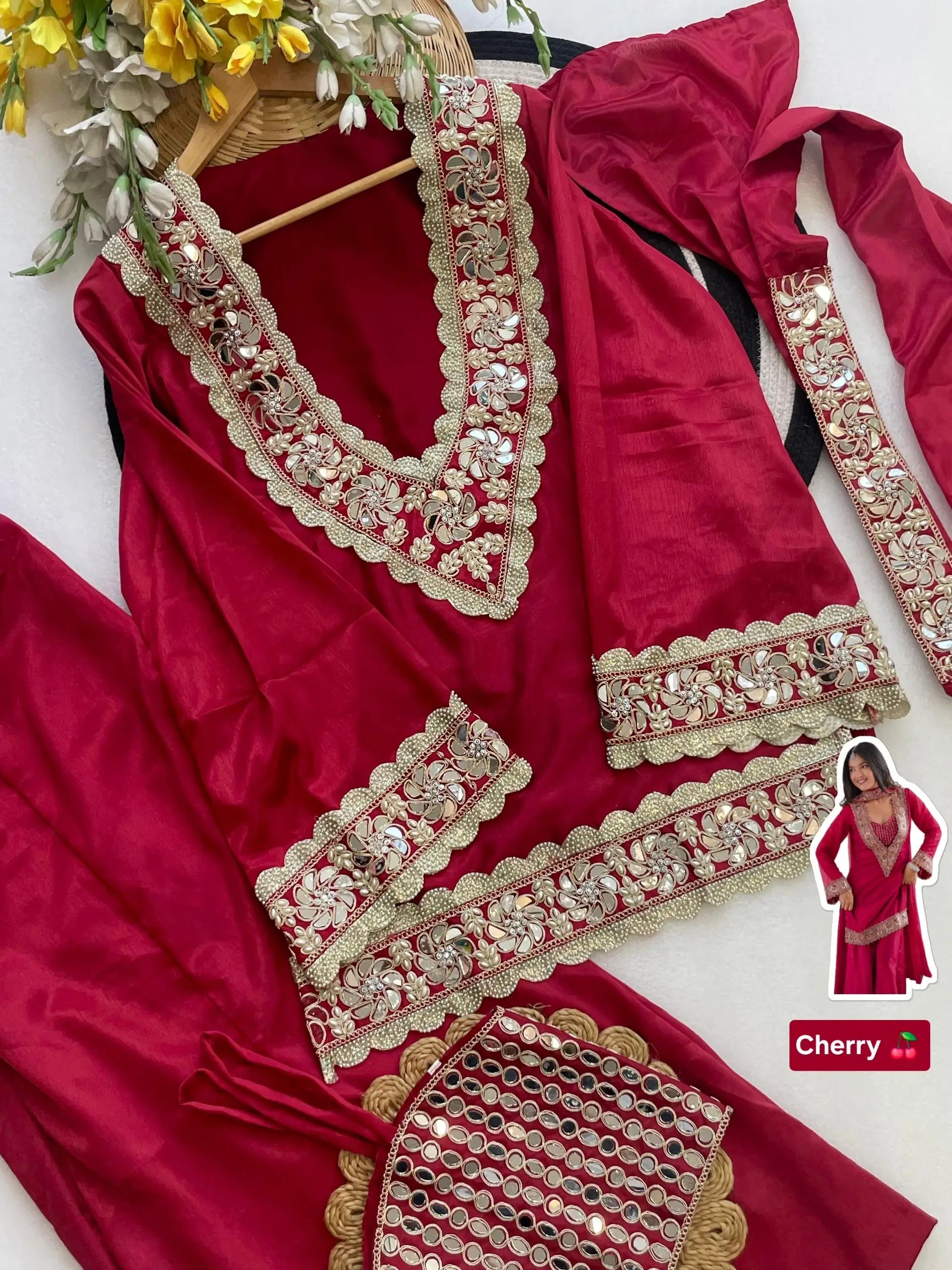 Mirror Moti Belt Sharara