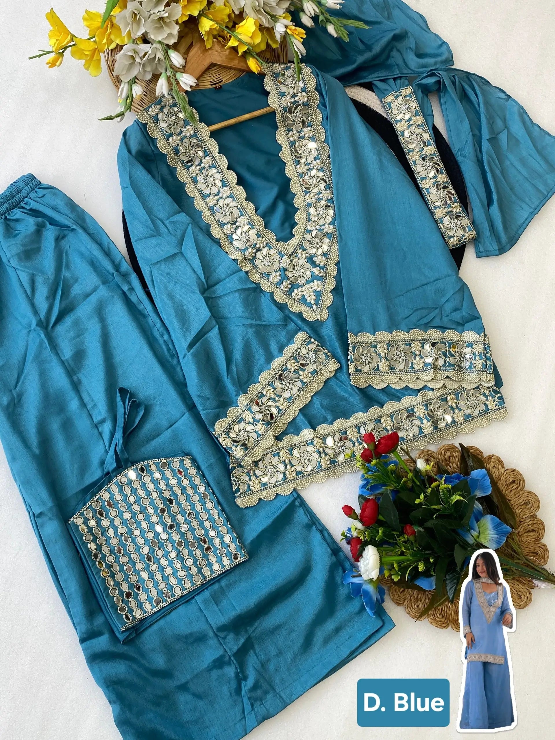 Mirror Moti Belt Sharara