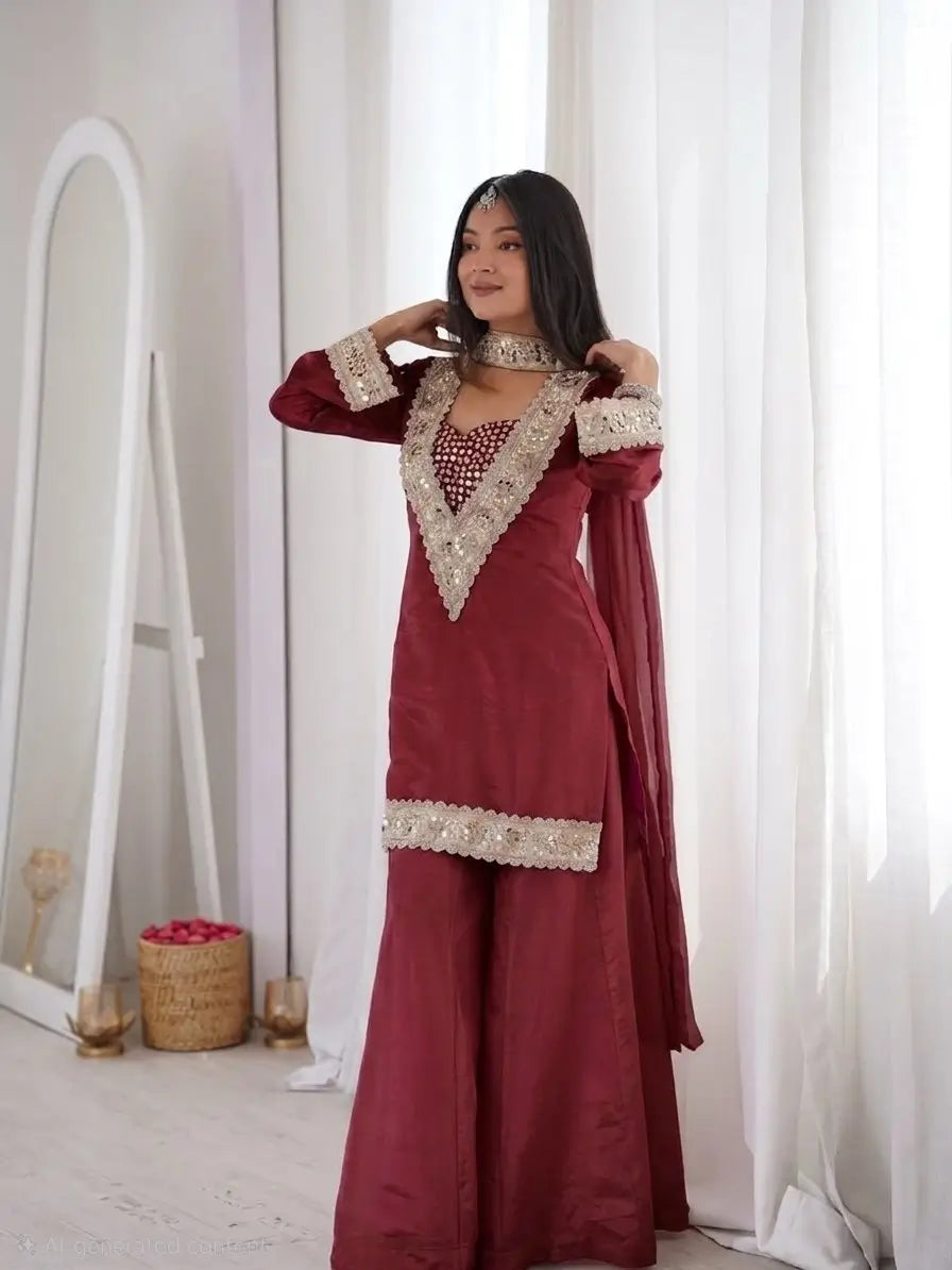 Mirror Moti Belt Sharara