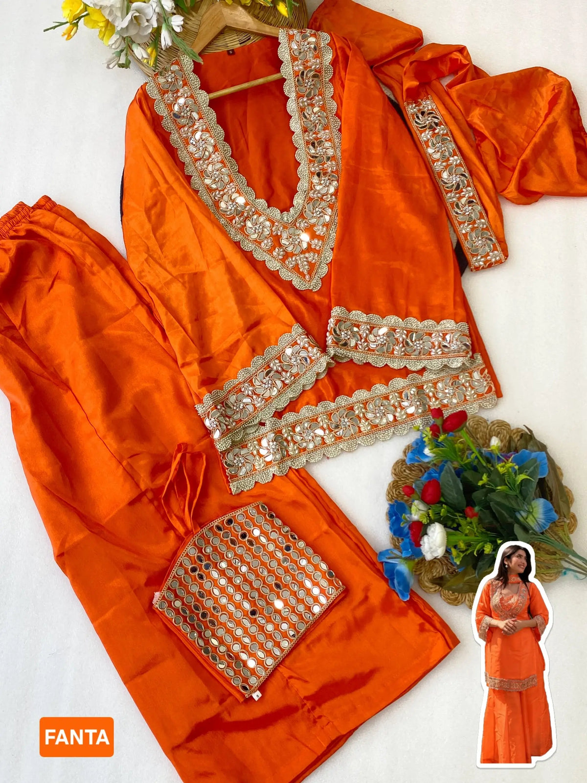 Mirror Moti Belt Sharara