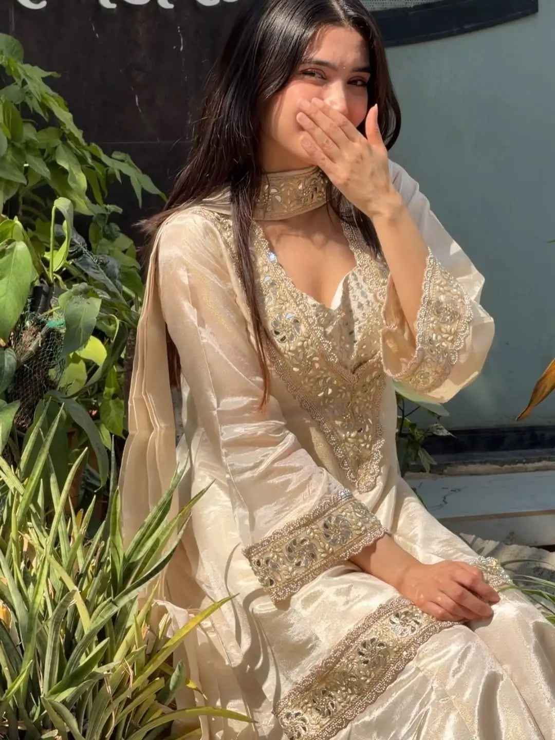 Mirror Moti Belt Sharara