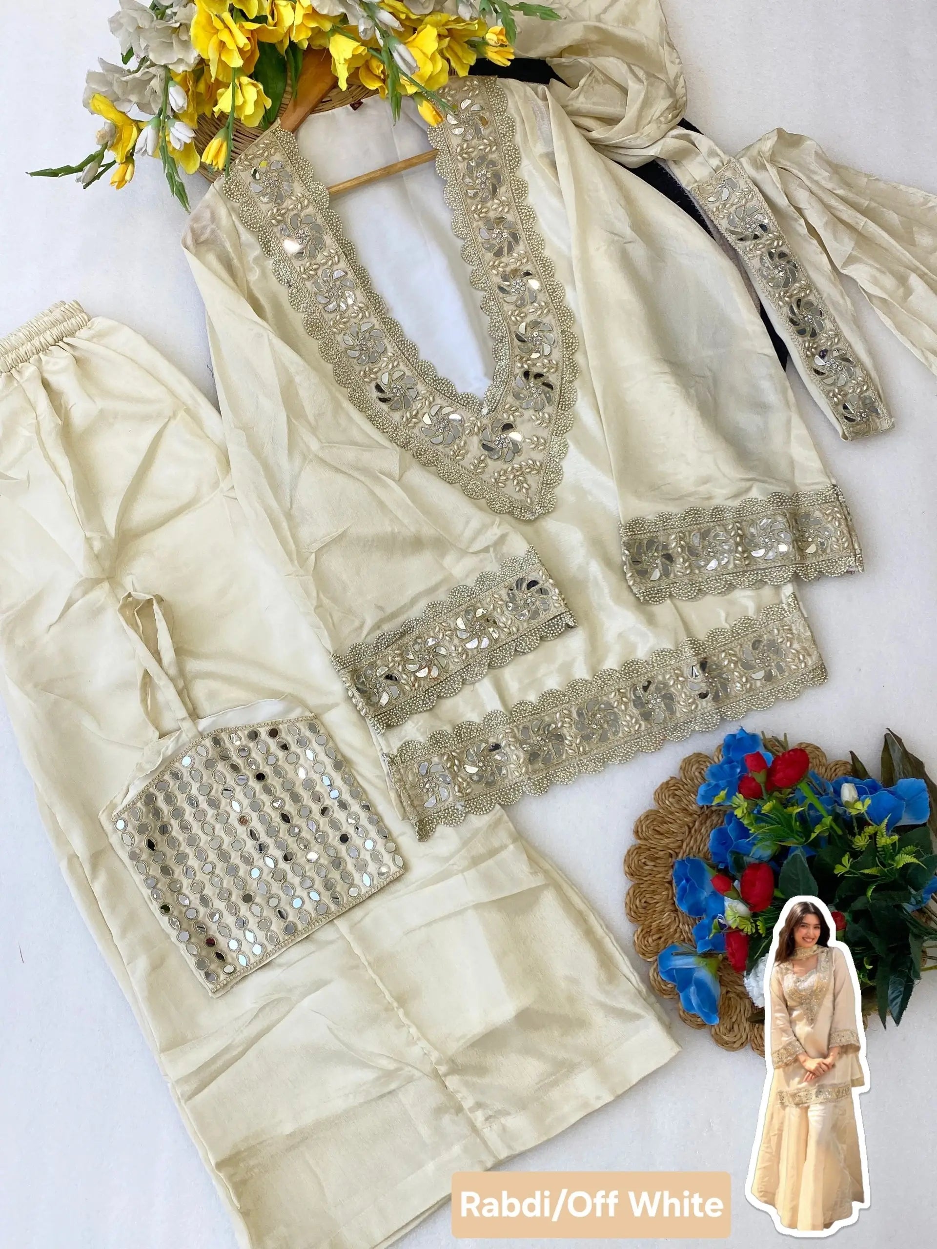 Mirror Moti Belt Sharara
