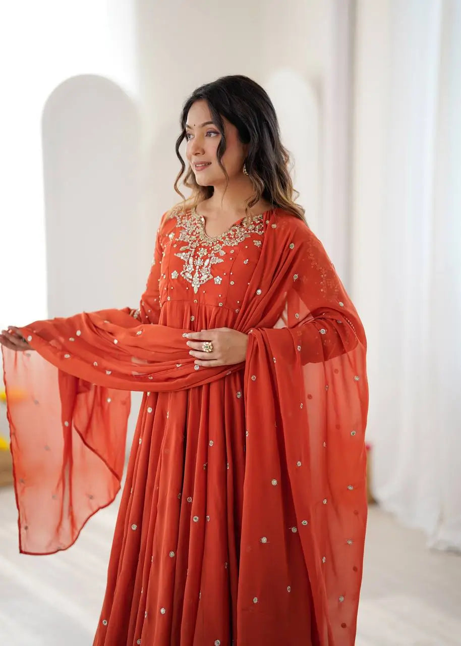 Mirror Sequin Embroidered Anarkali