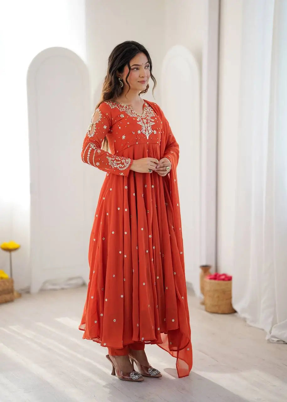 Mirror Sequin Embroidered Anarkali