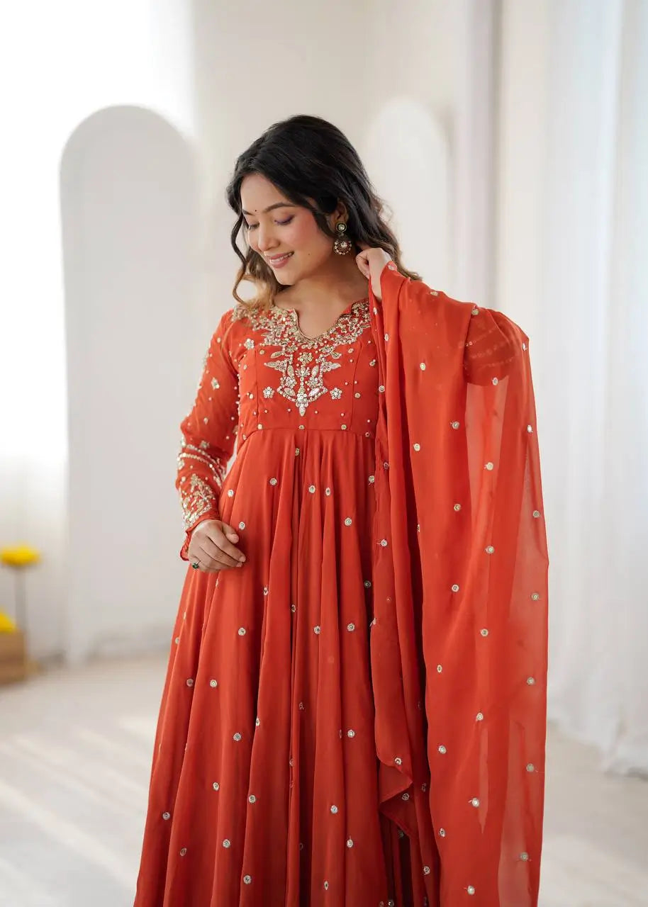 Mirror Sequin Embroidered Anarkali