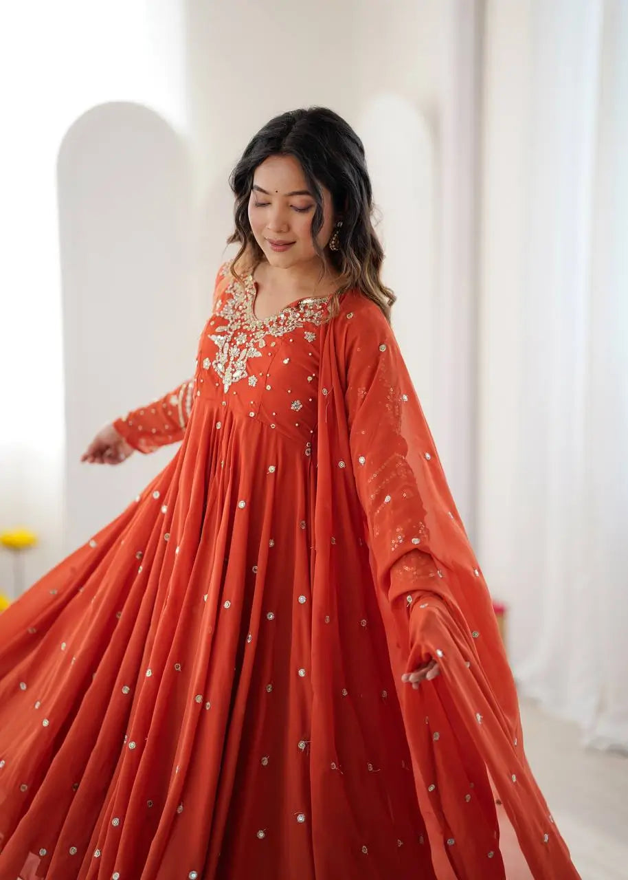Mirror Sequin Embroidered Anarkali