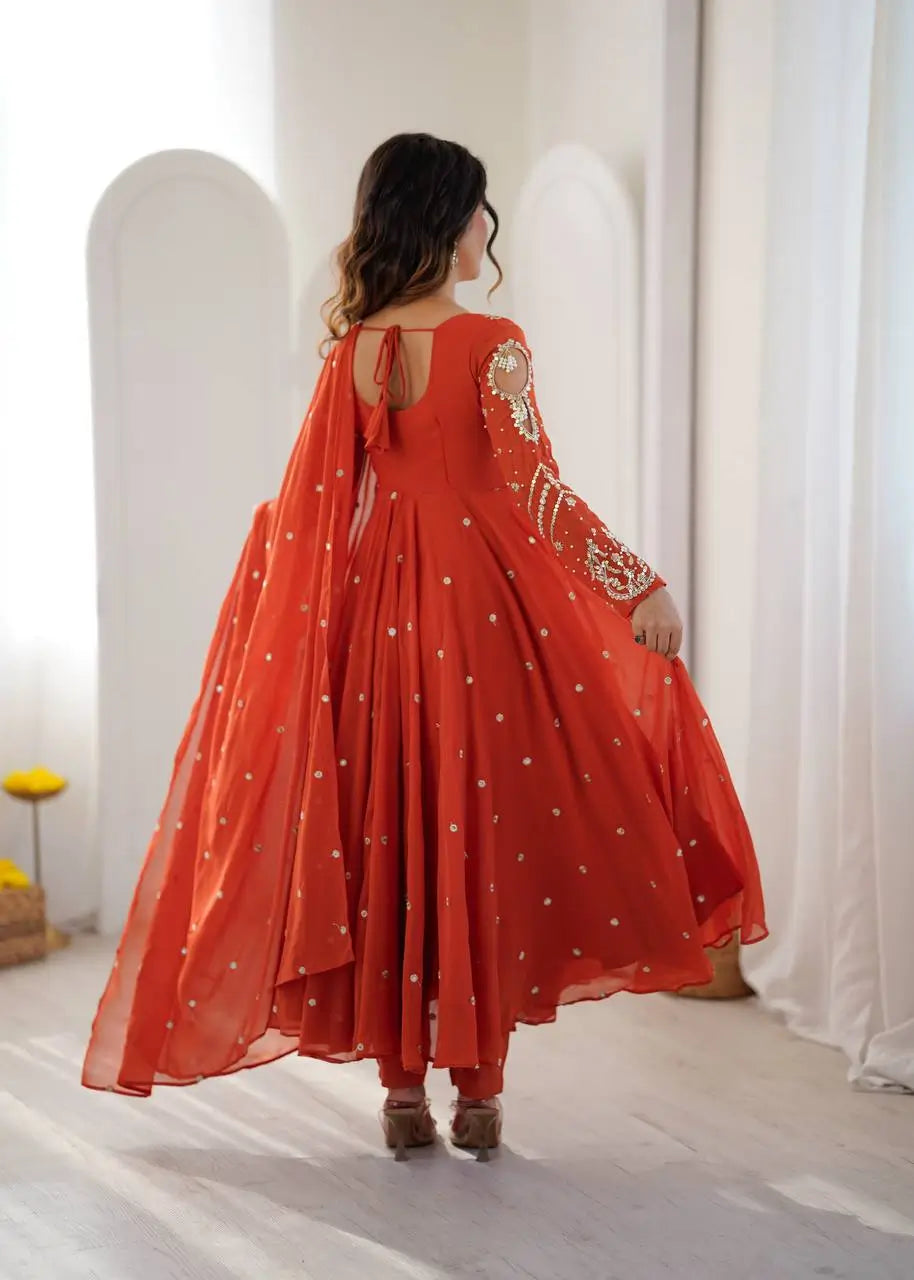Mirror Sequin Embroidered Anarkali