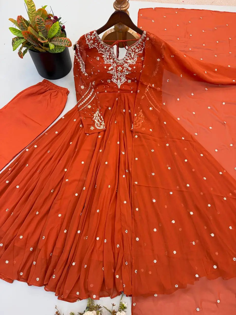 Mirror Sequin Embroidered Anarkali